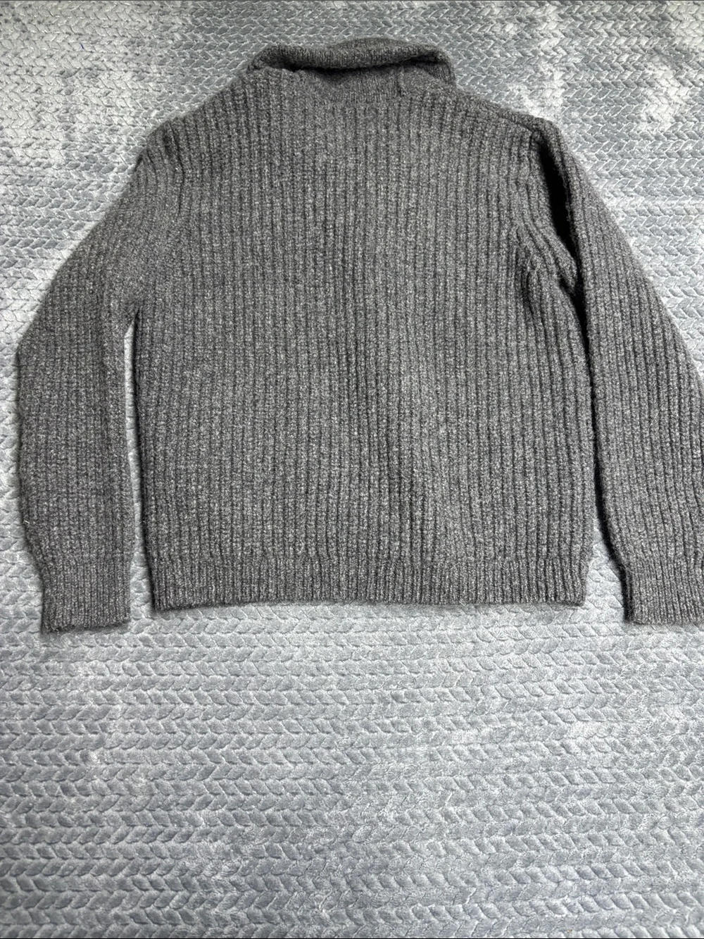 L.L. Bean Charcoal Gray Ribbed Shawl-Collar Cardigan